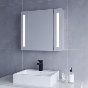 AQUABATOS Badezimmer Spiegelschrank mit LED Beleuchtung Kaltweiß 6400k, Infrarot IR Sensor dimmbar Beschlagfrei IP44 mit Steckdose antibeschlag Badezimmerschrank mit Spiegel 65 x 60 x 13 cm AQUABATOS Badezimmer Spiegelschrank mit LED Beleuchtung Kaltweiß 6400k, Infrarot IR Sensor dimmbar Beschlagfrei IP44 mit Steckdose antibeschlag Badezimmerschrank mit Spiegel 65 x 60 x 13 cm