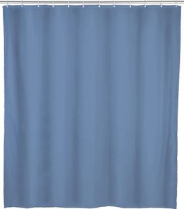 WENKO Dusch Vorhang Badewannen inkl. Ringe 180x200 cm Uni Blaugrau Vorhang