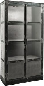 MASSIVMOEBEL24 Vitrine Mango 92x40x185 grau lackiert HEAVY INDUSTRY #143