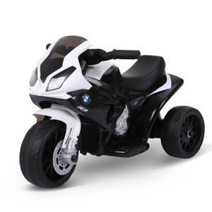 HOMCOM Elektro Kindermotorrad Kinderfahrzeug Lizensiert von BMW S1000RR Elektro-Dreirad mit Akku Stahl Schwarz 66 x 37 x 44 cm