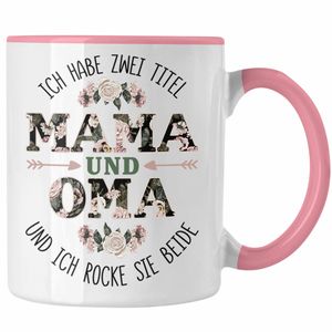 Trendation - Mama und Oma Tasse Geschenk für Oma Weihnachten Geburtstag Lustige Tasse Beste Oma (Rosa)