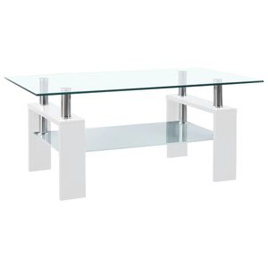 vidaXL Konferenční stolek bílý transparentní 95x55x40 cm Tvrzené sklo