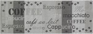 Teppich - Hellgrau - Dunkelgrau - 67 x 180 cm - mit Kaffee Motiven und Schriftzug