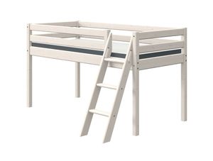 Flexa Classic Halbhohes Kinderbett mit Schrägleiter 90x190/200 cm Kieferweiß, Matratze:ohne, Bezug:ohne, Liegefläche:90 x 190 cm