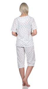 Damen Capri Pyjama mit kurzen Ärmeln; Weiß/XXL/44