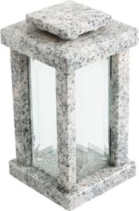 Hrobová lampa štvorcová žula Viscont White
