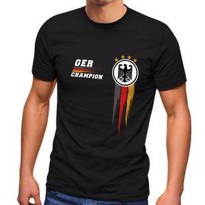 Herren T-Shirt Deutschland Fußball EM-Shirt 2021 WM Fanshirt Deutschlandshirt Champion Germany Moonworks® schwarz L