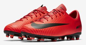 Nike Kinder Fussball - Nockenschuh JR MERCURIAL VAPOR XI FG rot schwarz, Größe:36.5