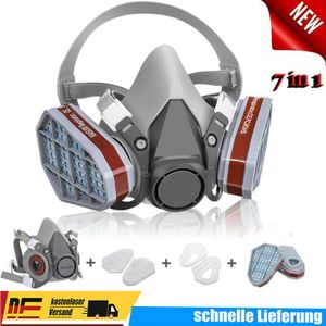 Melario 7in1 Atemschutz Halbmaske Gasmaske 6200 Staubmaske Lackiermaske Wechselfiltern