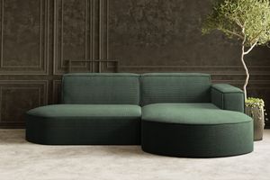 Kaiser Möbel Ecksofa Designer MODENA STUDIO stoff Dicker cord Poso Dunkelgrün Rechts