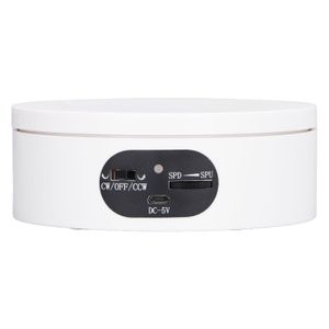 Drehbarer Displayständer, Tragkraft 2,5 kg, 360-Grad-Fotografie-Drehteller, Akku-Steckknopf, Geschwindigkeitsregelung, Weiß