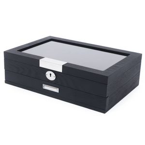 Box na skladování pera Organizátor Dřevěné pero Display Box Plnicí pero s 12 sloty s klíčem (2 vrstvy)