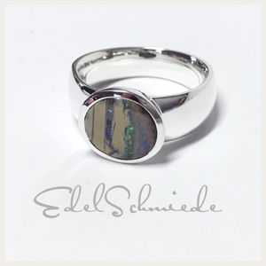 Edelschmiede925 Silberring mit ausgefallenem Opal - poliert - 925/- Ringgröße 55