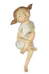 Kantenhocker Mädchen Lucy | Dekofigur Figur Zierfigur | 30 cm | Skulptur Kantensitzer