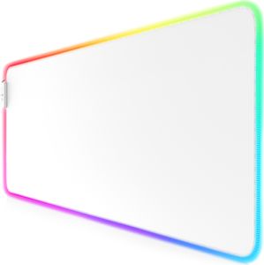 Titanwolf RGB Gaming Mauspad, Mousepad XL 800 x 300mm verbessert Präzision & Geschwindigkeit, weiß