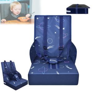 LARS360 Mobiler Kinder Sitzerhöhung Faltbar Boostersitz hochstuhl Baby Stühle Gurt mit drei Punkten Kindersitzerhöhung Blau