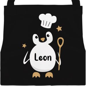 personalisierte Kinderschürze Namen Pinguin Kochmütze Küchenschürze Tiermotiv Kochschürze Backschürze Kinder SpecialMe schwarz 3-6 Jahre