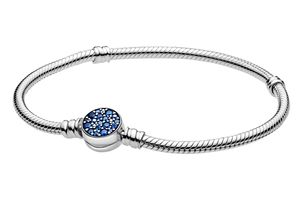 Pandora 599288C01 Damen-Armband Funkelnde Blaue Scheibe Silber, 19 cm
