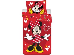 JERRY FABRICS Leinen inklusive Minnie Rotes Herz Baumwolle, 140/200, 70/90 cm