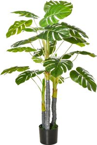 HOMCOM Künstliche Monstera-Pflanze im Topf, Höhe 120 cm, dekorativer tropischer Baum mit 20 Blättern für Zuhause, Wohnzimmer, Schlafzimmer, Grün