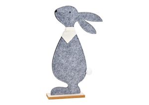 G. Wurm Bunny on wooden base, Grau, Holz, Filz, Ostern, 1 Stück(e), 180 mm, 50 mm