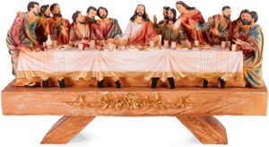BRUBAKER Das letzte Abendmahl - 40 cm Weihnachtsfigur mit handbemalten Figuren - Jesus und seine 12 Jünger am Tisch - XL Tischdekoration