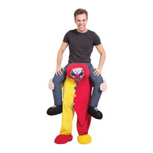 Bristol Novelty Uni Clown-Huckepack-Kostüm mit gruseligem Clown BN1721 (Einheitsgröße) (Rot/Gelb)
