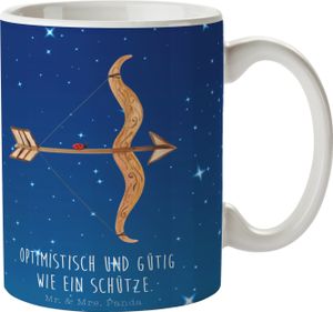 Mr. & Mrs. Panda Tasse Sternzeichen Schütze - Sternenhimmel Blau - Geschenk, Keramiktasse, Astrologie, Schütze Sternzeichen, Kaffeetasse, Aszendent, Geburtstag Dezember