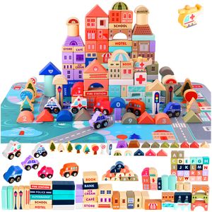 Spielset Puzzlematte Holzbausteine mit Buchstaben und Ziffern Fahrzeuge Spielzeug für Kleinkinder 11228
