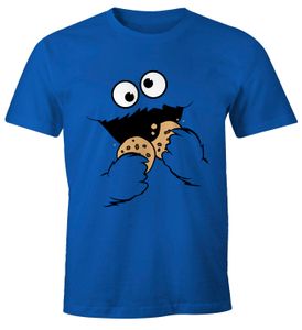 Herren T-Shirt Krümelmonster Keks Cookie Monster Fasching Karneval Kostüm Moonworks®  XXL