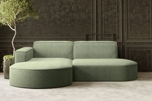 Kaiser Möbel Ecksofa Designer MODENA STUDIO stoff Dicker cord Poso Hellgrün Links