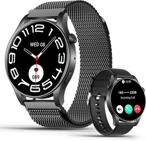 Smartwatch Herren Damen, 1.43" Amoled  Armbanduhr mit Telefonfunktion, Sportuhr Schrittzähler mit Herzfrequenz, SpO2, Schlafmonitor Android IOS