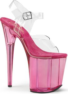 FLAMINGO-808T Pleaser High-Heels Plateau Sandaletten klar pink getönt