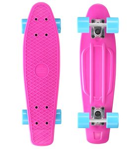 STAR-SKATEBOARDS Vintage Retro Cruiser Skateboard ab 6 - 8 Jahre, 22er Diamond Class, Berry & Blau