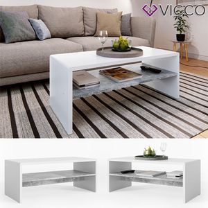 Vicco Couchtisch Weiß Beton Optik Wohnzimmer Sofatisch Kaffeetisch Tisch