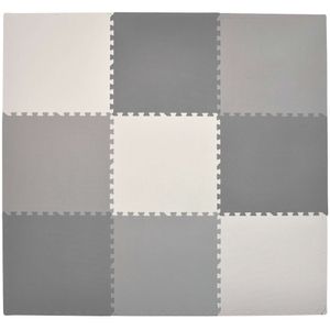 Humbi Veľká vzdelávacia podložka Hrubé penové puzzle 180 x 180 x 1 cm XXL 9 kusov 62 x 62 x 1 cm Farba sivá krémová grafitová krémová sivá