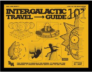 Rick And Morty - Gerahmtes Poster "Intergalactic Travel Guide" PM10931 (40 cm x 30 cm) (Gelb/Schwarz)