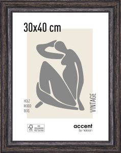 accent by nielsen Holz Bilderrahmen Vintage, 30x40 cm, Schwarz