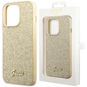 Guess PC/TPU Glitter Flakes Metal Logo Case für iPhone 14 Plus Gold