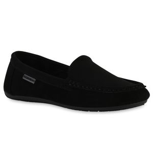 VAN HILL Damen Mokassins Slippers Bequeme Profil-Sohle Slip On Schuhe 840892, Farbe: Schwarz, Größe: 41