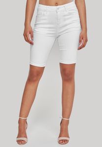 Damen Denim Capri Jeans Shorts 3/4 Super Stretch Kurze Sommer Chino Hose Big Size Bermuda Pants, Farben:Weiß, Größe:40