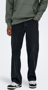 ONLY & SONS Loose Fit Jeans mit Knopfleiste Schwarze Denim Hose Größe: 33W / 32L ONLY & SONS Loose Fit Jeans mit Knopfleiste Schwarze Denim Hose Größe: 33W / 32L