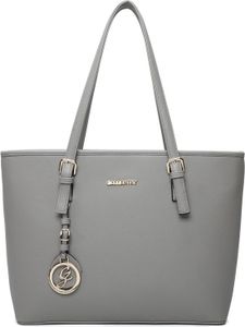 Gallantry Damen Tasche Shopper mit Reißverschluss - Handtasche, Schultasche, Arbeitstasche, A4 geeignet, Grau