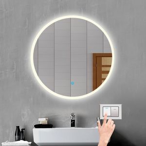 Badspiegel Rund 80 cm Kalt/Neutral/Warmweiß dimmbar LED Spiegel Touch Beschlagfrei automatische Abschaltung