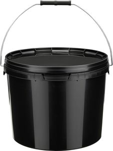 Garronda Eimer mit Deckel 10 L für die Lagerung von Lebensmittel- und Chemischen Produkten 100 Stück Schwarz GD-0104