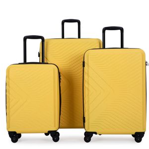 Travelhouse® Bali Stabiler Koffer-Set 3tlg. Trolley Koffer Reisekoffer Gelb ABS Hartschalen Kofferset Trolley 4 Rollen TSA Kombinationsschloss