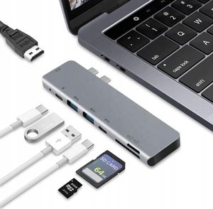 7 in 1 Typ-C Hub zu 4K HDMI / USB 3.0 / USB-C (data) / TF / SD / PD 87W Adapter für MacBook Laptop