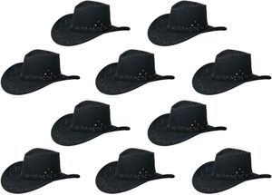 Cowboyhut Cowboy Hut 10er Set Damen Weiß , Farbe wählen:schwarz