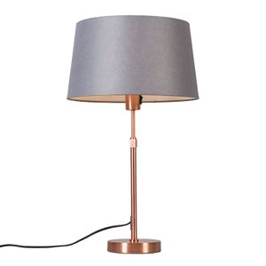 QAZQA - Modern Kupfertischlampe mit Schirm grau 35 cm verstellbar - Parte I Wohnzimmer I Schlafzimmer I Nachttischleuchte - Stahl Rund - LED geeignet E27