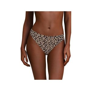 Chantelle Damen Tanga - String, SoftStretch, nahtlos, unsichtbar, Einheitsgröße 36-44, Leopard-Muster Schwarz/Nude One Size